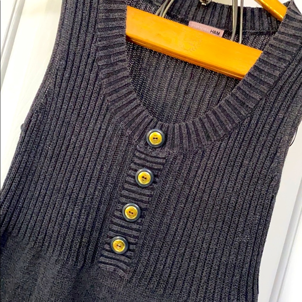 H&M Sleeveless Sweater Size 12 Charcoal